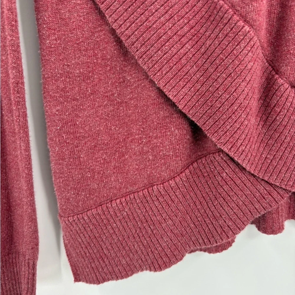 Lilla p long sleeve asymmetrical hem sweater cotton modal red overlapping small